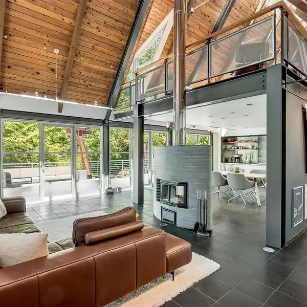 DRAMATIC STEEL-AND-GLASS A-FRAME