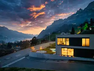 Walenstadt: Modern Detached House with Biodesign Pool and Lake Views