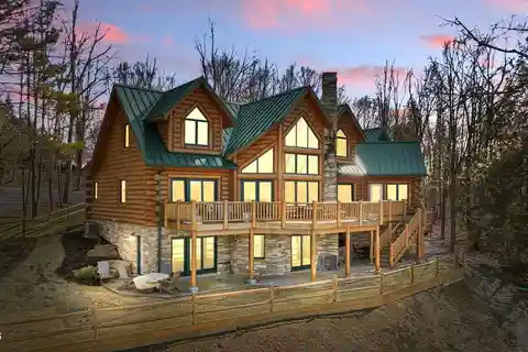 Stunning Custom Log Home Overlooking Indian Lake