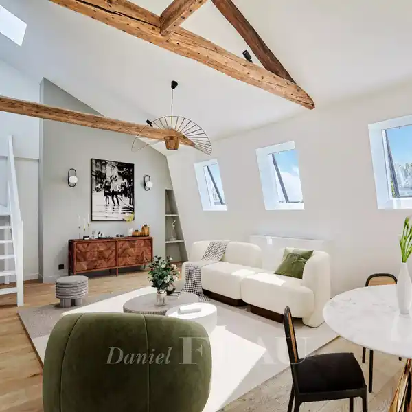 SUNLIT PARIS HIDEAWAY WITH EXPOSED BEAMS