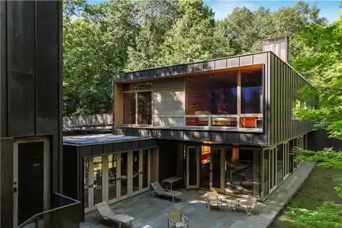 Designer Lakefront Retreat with Douglas Fir Finishes & Blue Stone Flooring