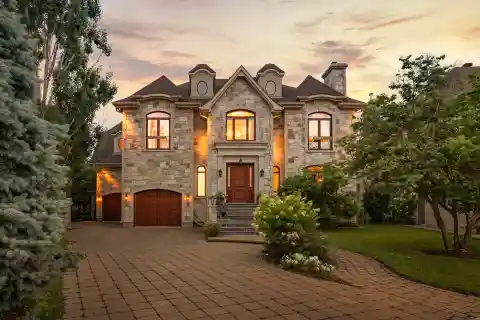 Sophisticated Stone-Front Residence with Gym and Sauna