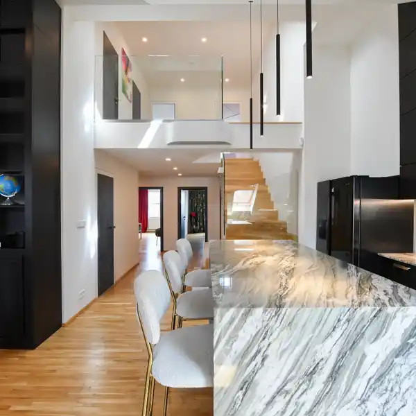 SOPHISTICATED DUPLEX WITH DESIGNER FINISHES AND FIREPLACE